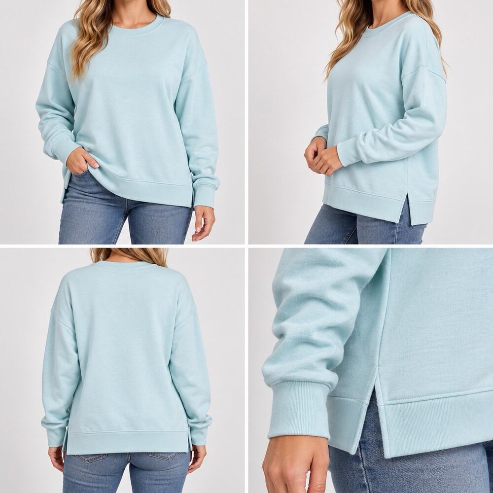 Buffalo David Bitton Sweatshirt Womens Large Light Blue Crewneck Pullover